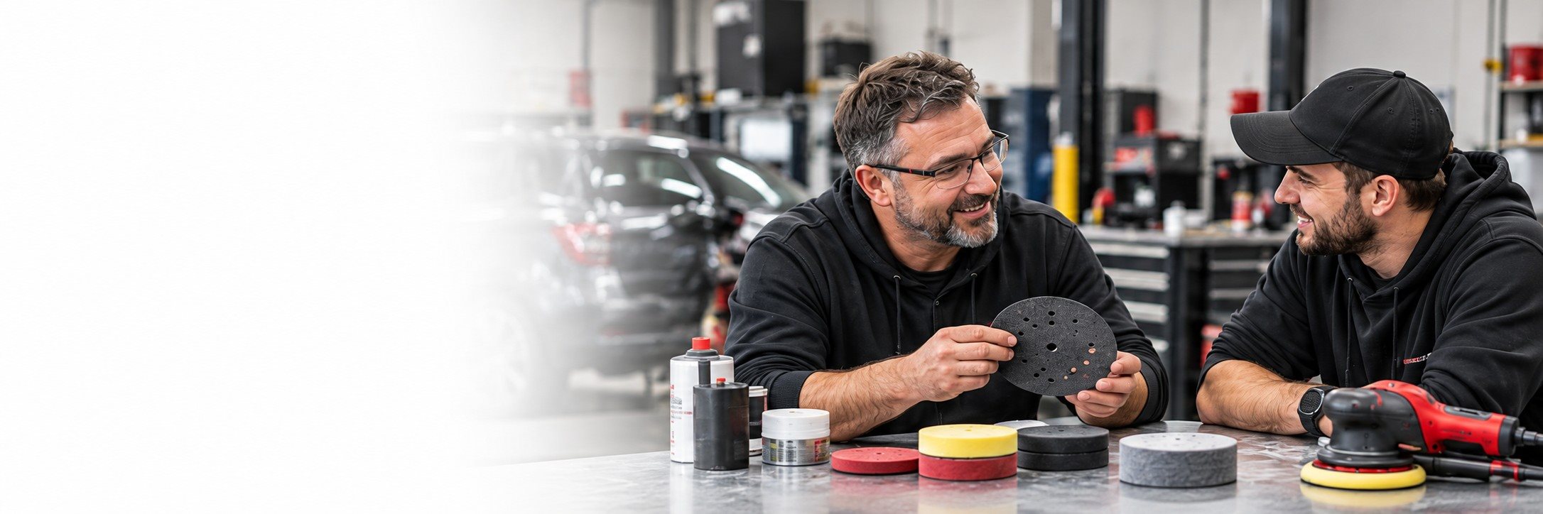 Échange et conseils techniques dans un atelier de carrosserie